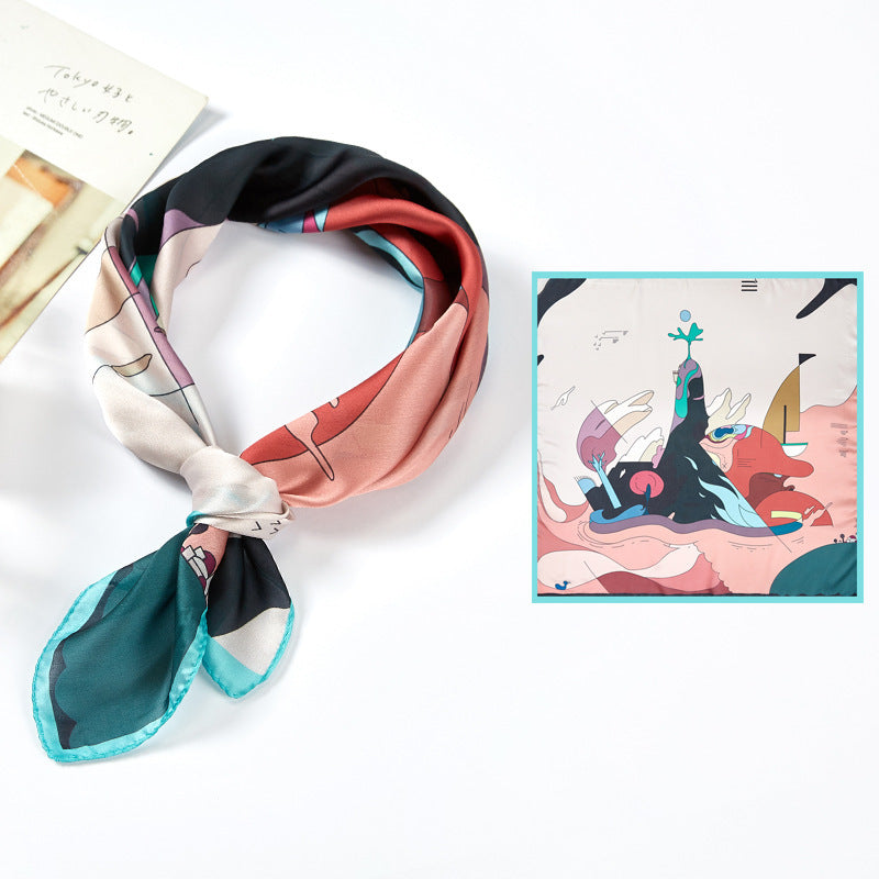 Silk Satin Printed Scarf Scarf Shawl