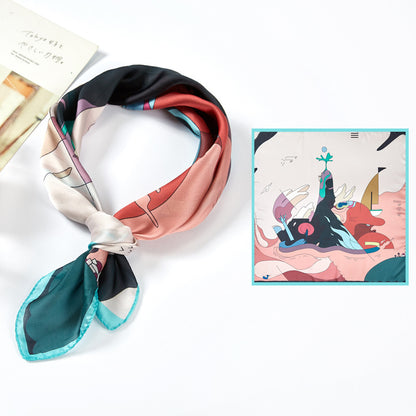 Silk Satin Printed Scarf Scarf Shawl