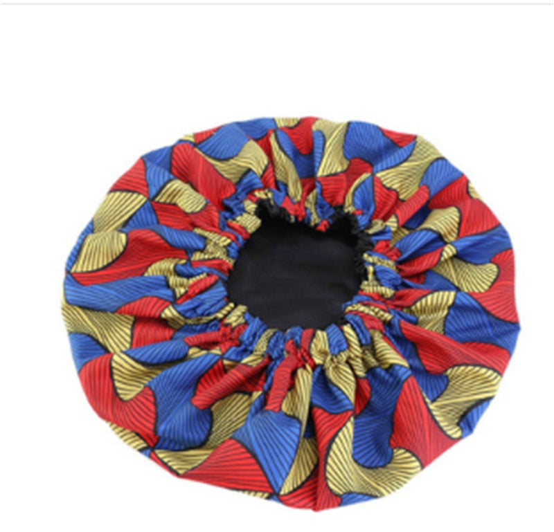 Pattern Satin Linned Bonnet Women Double-Layer Bonnet For Sleeping