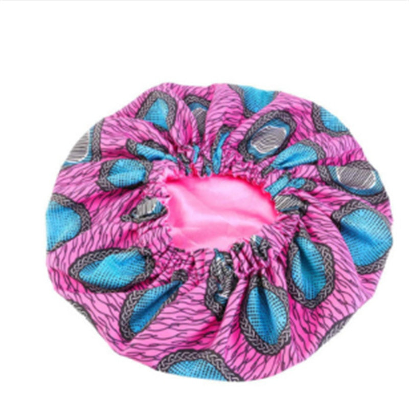 Pattern Satin Linned Bonnet Women Double-Layer Bonnet For Sleeping