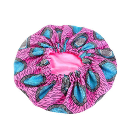 Pattern Satin Linned Bonnet Women Double-Layer Bonnet For Sleeping