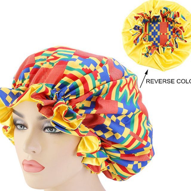 African Pattern Print Bonnet Women Night Sleep Cap