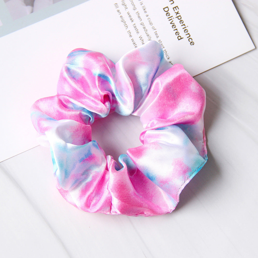 Simple Cloth Satin Tie-dye Women Large Intestine Ring Hair Accessories Headdress