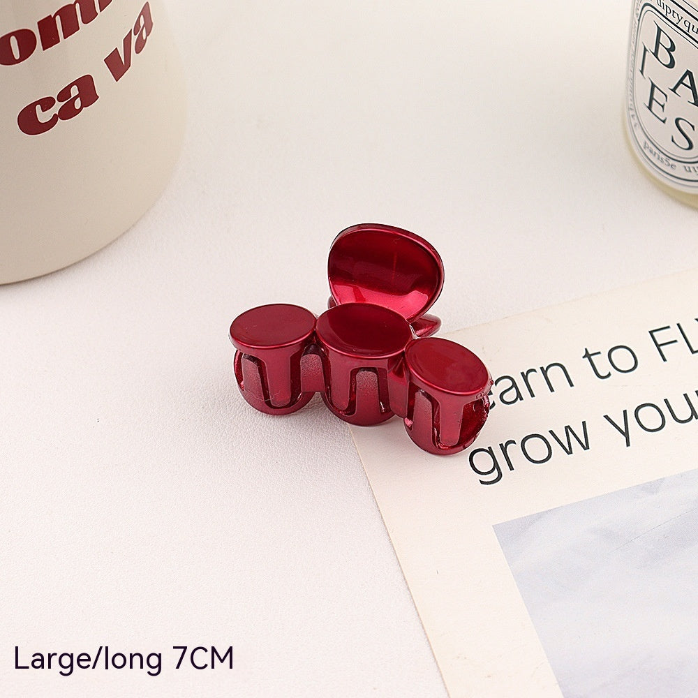 Barrettes Female Back Head Grip Shark Clip Hairpin Hair Claw Large Size Scrub Head Hair Clip Red Headwear