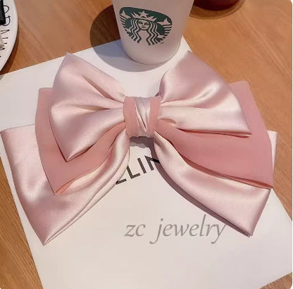 Bow Barrettes Long Pearl Spring Clip