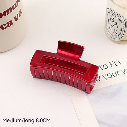 Barrettes Female Back Head Grip Shark Clip Hairpin Hair Claw Large Size Scrub Head Hair Clip Red Headwear