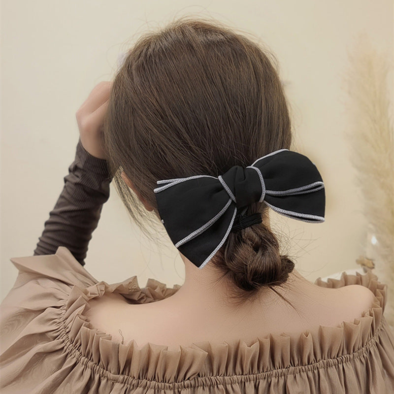Black And White Bow Barrettes Minimalistic Headdress