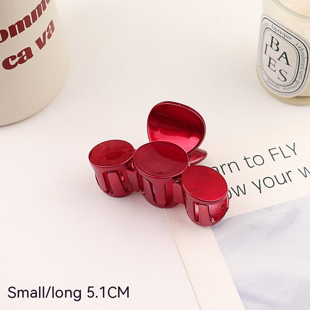 Barrettes Female Back Head Grip Shark Clip Hairpin Hair Claw Large Size Scrub Head Hair Clip Red Headwear