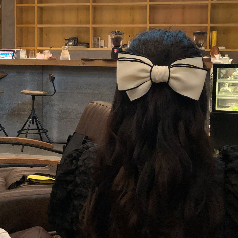 Black And White Bow Barrettes Minimalistic Headdress