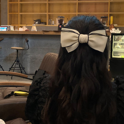 Black And White Bow Barrettes Minimalistic Headdress