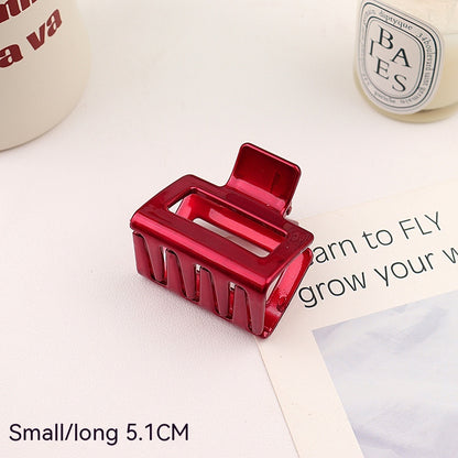 Barrettes Female Back Head Grip Shark Clip Hairpin Hair Claw Large Size Scrub Head Hair Clip Red Headwear