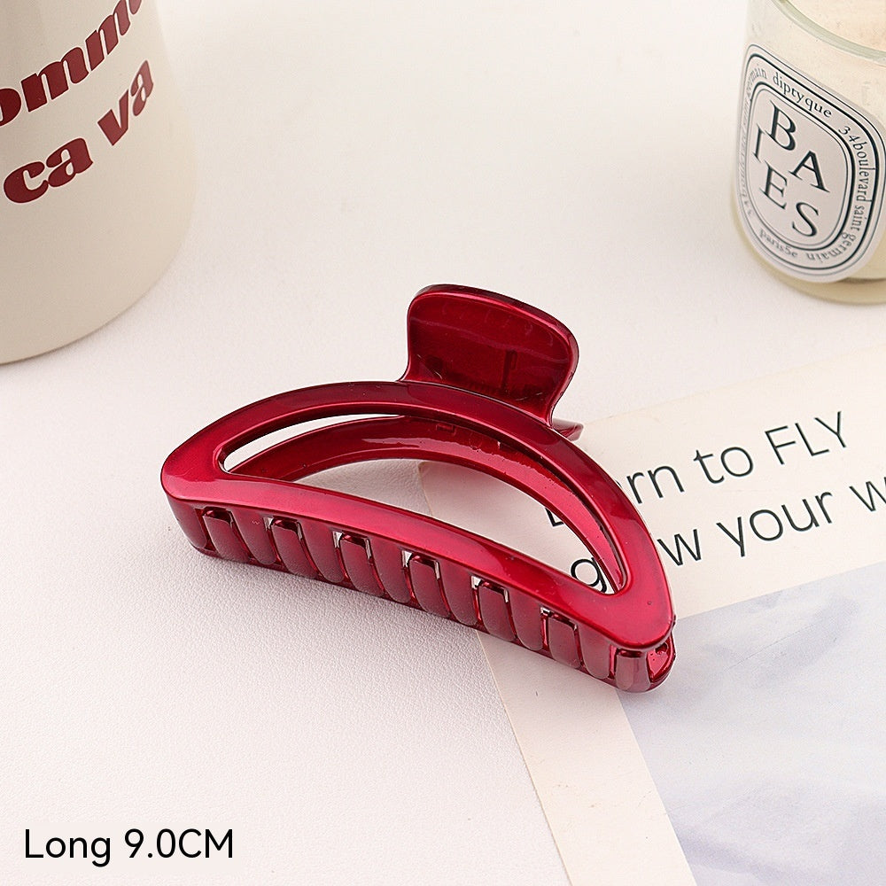 Barrettes Female Back Head Grip Shark Clip Hairpin Hair Claw Large Size Scrub Head Hair Clip Red Headwear