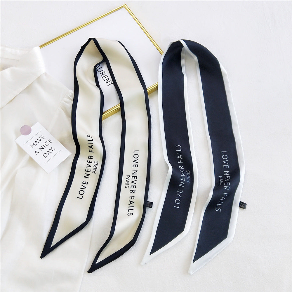 Fashion Letter Small Long Silk Scarf