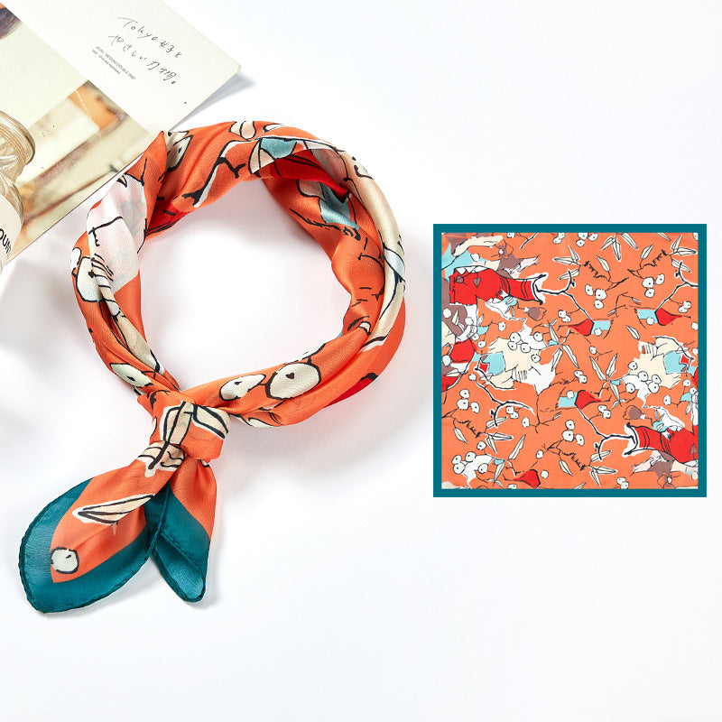 Silk Satin Printed Scarf Scarf Shawl