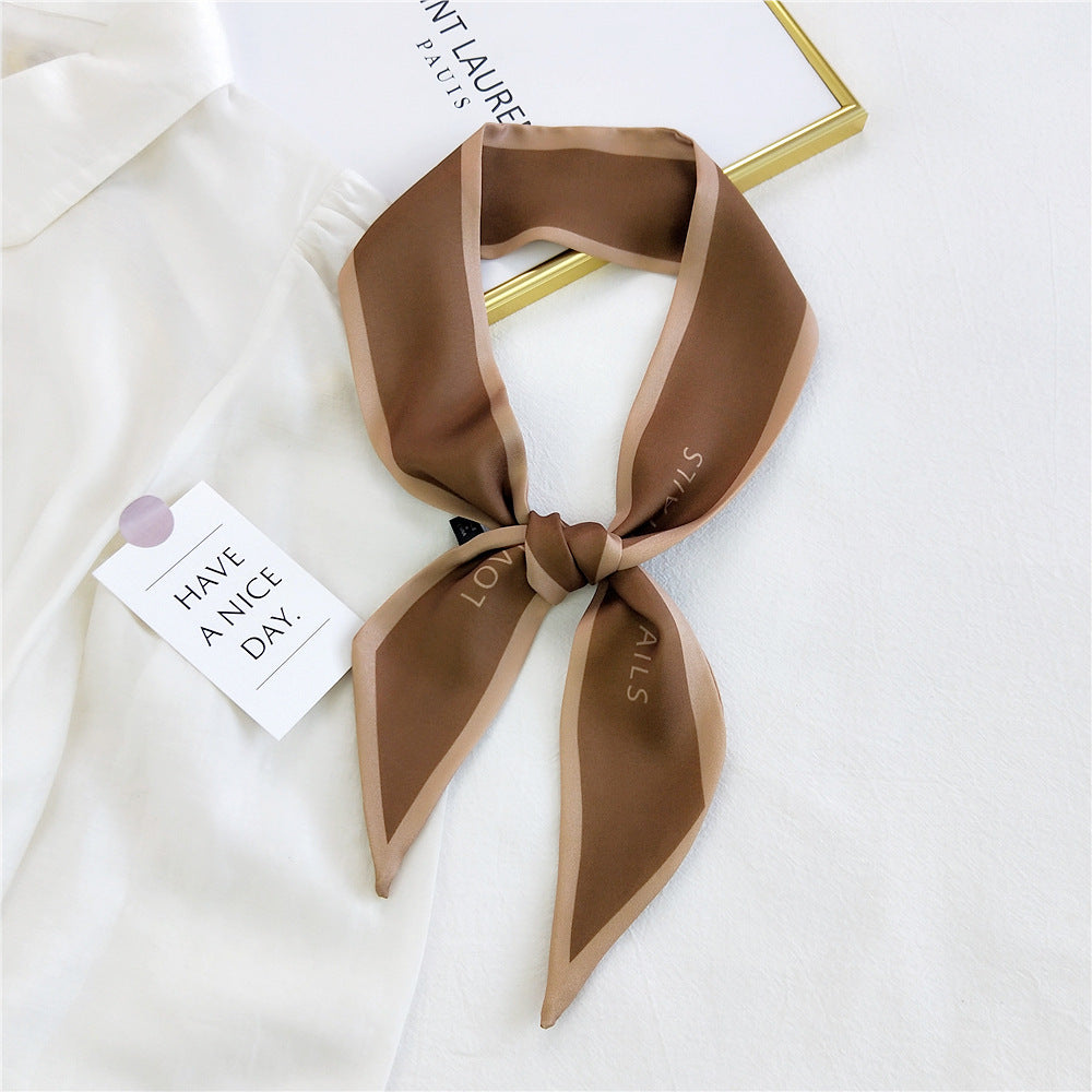 Fashion Letter Small Long Silk Scarf