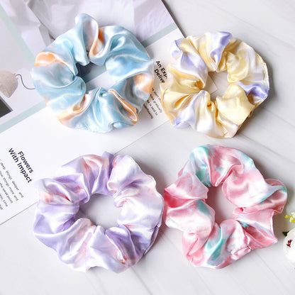 Simple Cloth Satin Tie-dye Women Large Intestine Ring Hair Accessories Headdress
