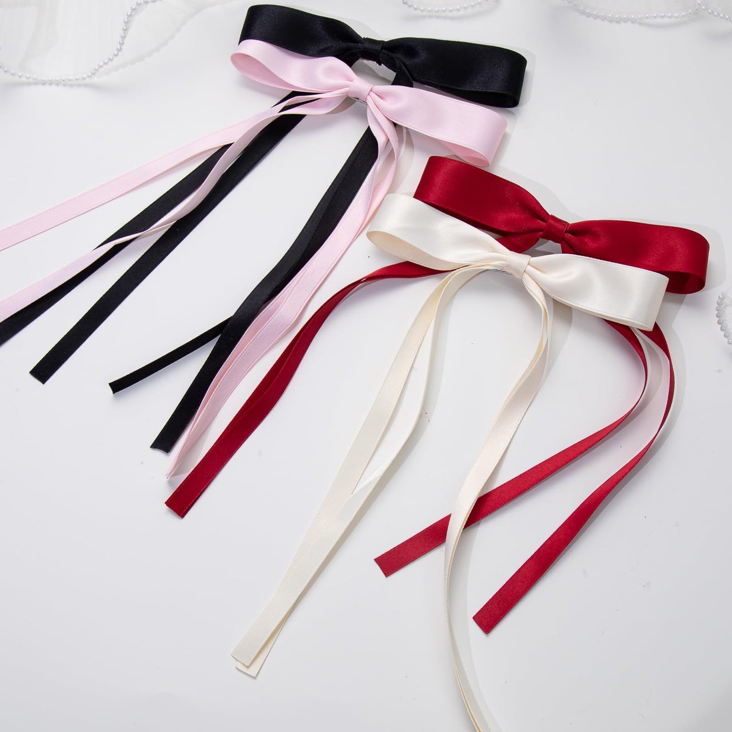 4-piece Women's Ribbon Bowknot Barrettes Back Head Word Duckbill Clip Hair Clip Headdress