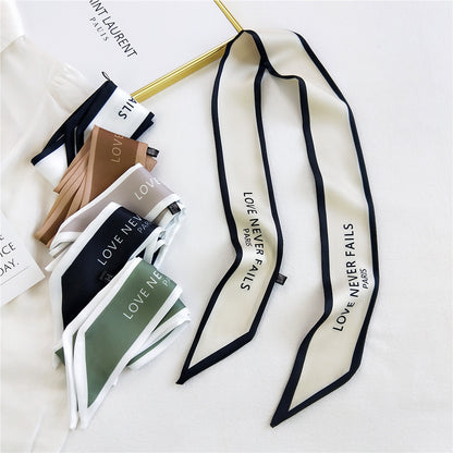Fashion Letter Small Long Silk Scarf