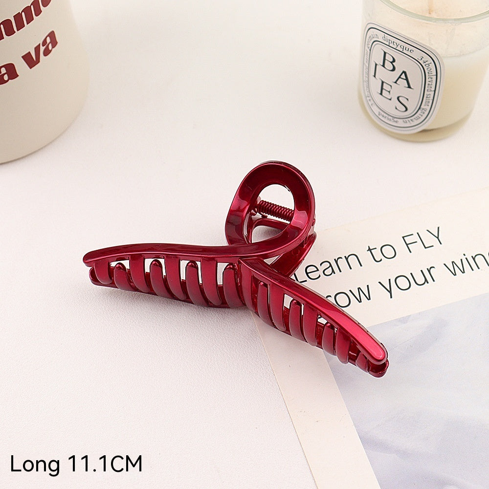 Barrettes Female Back Head Grip Shark Clip Hairpin Hair Claw Large Size Scrub Head Hair Clip Red Headwear