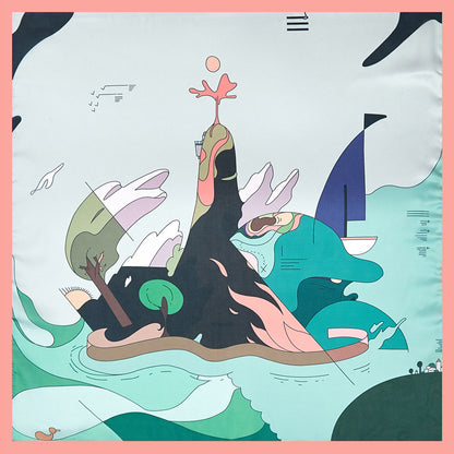 Silk Satin Printed Scarf Scarf Shawl