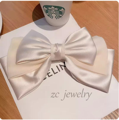 Bow Barrettes Long Pearl Spring Clip