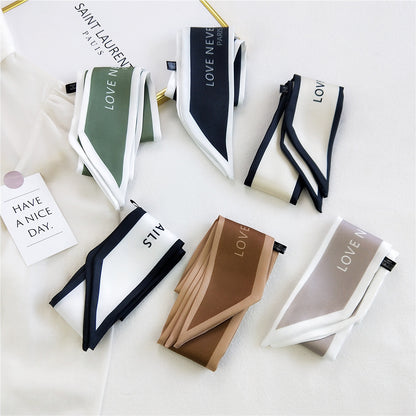 Fashion Letter Small Long Silk Scarf