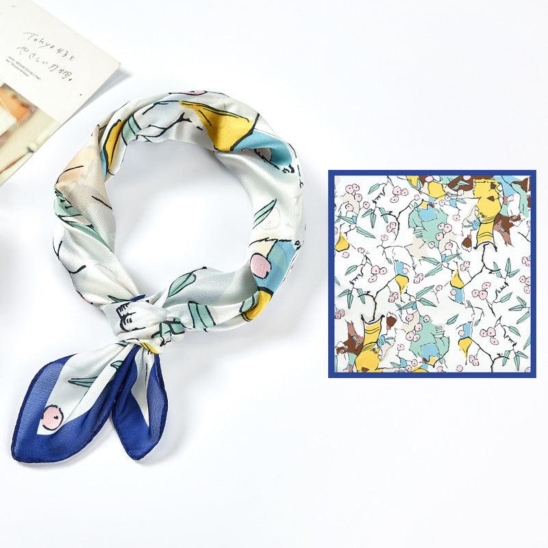 Silk Satin Printed Scarf Scarf Shawl