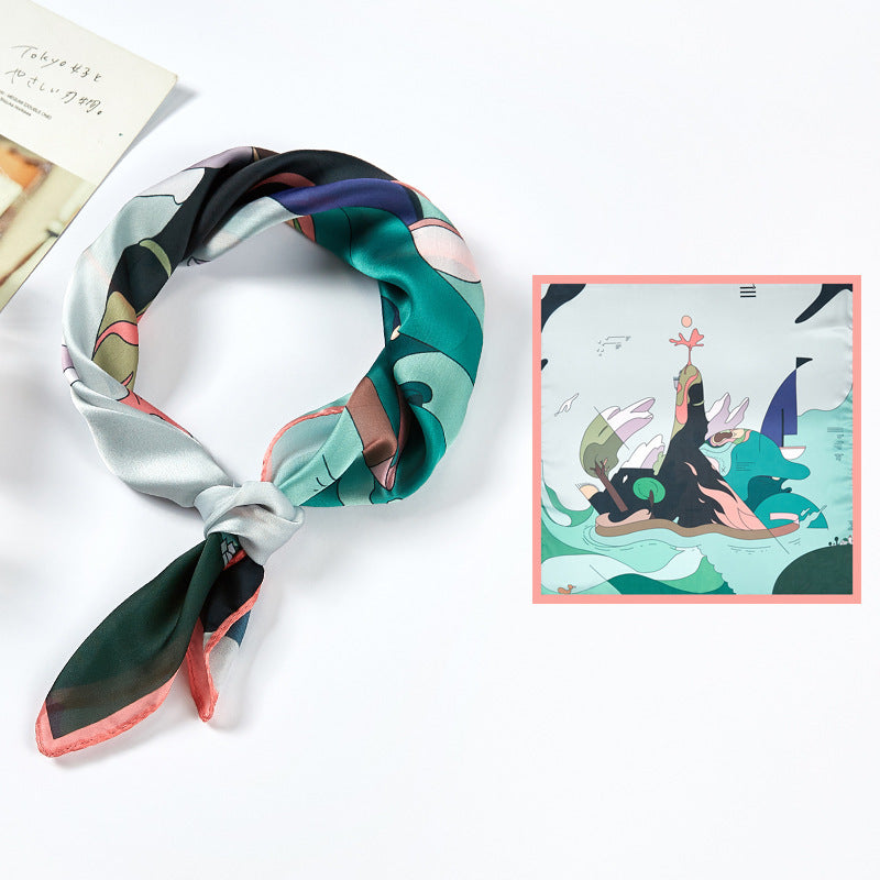 Silk Satin Printed Scarf Scarf Shawl